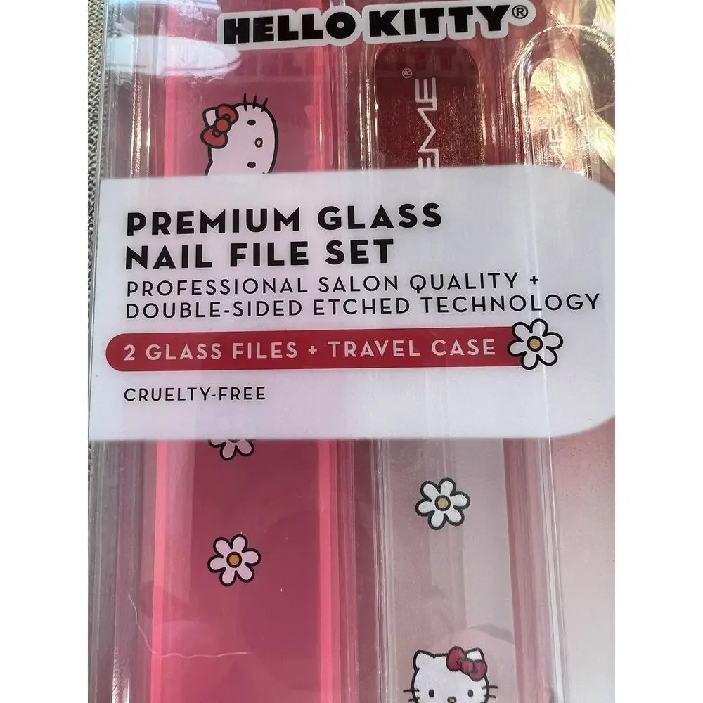HELLO KITTY Premium Glass Nail File-Set of 2 files with Case--Brand New